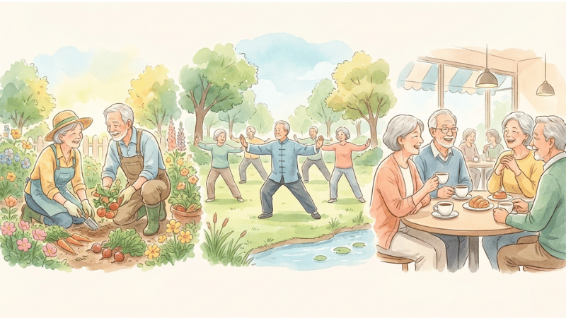 老後の暮らしを楽しむ人たち
