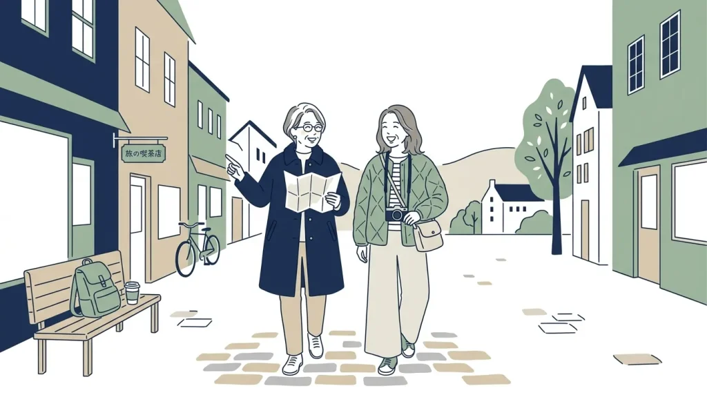 旅行を楽しむ二人の女性