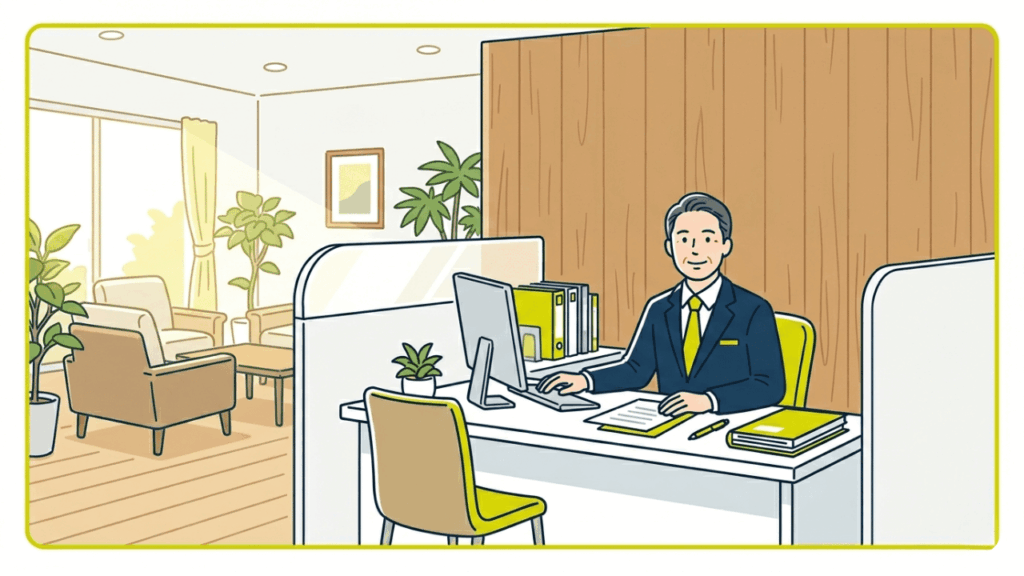専門家の男性がオフィスにいるイメージ